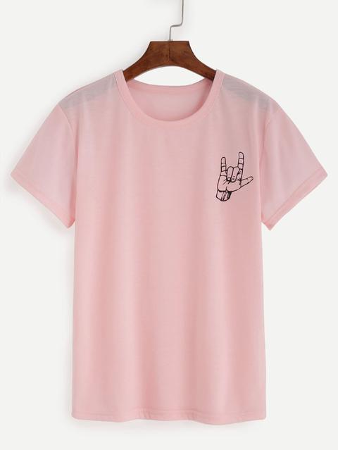 T-shirt Stampa Gesto D'amore - Rosa