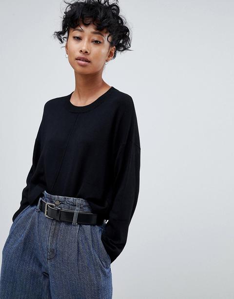 Asos Design - Maglione Oversize Con Cuciture - Nero