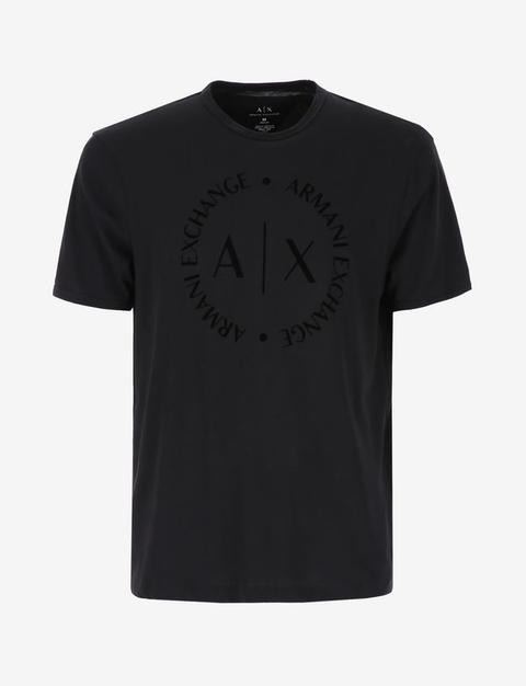 Armani Exchange Camiseta Con Logotipo Negro Algodón