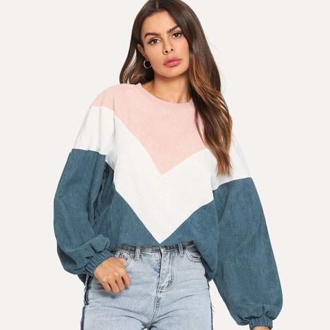 Corduroy Chevron Colourblock Sweatshirt