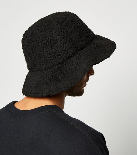 Men's Black Teddy Bucket Hat New Look 