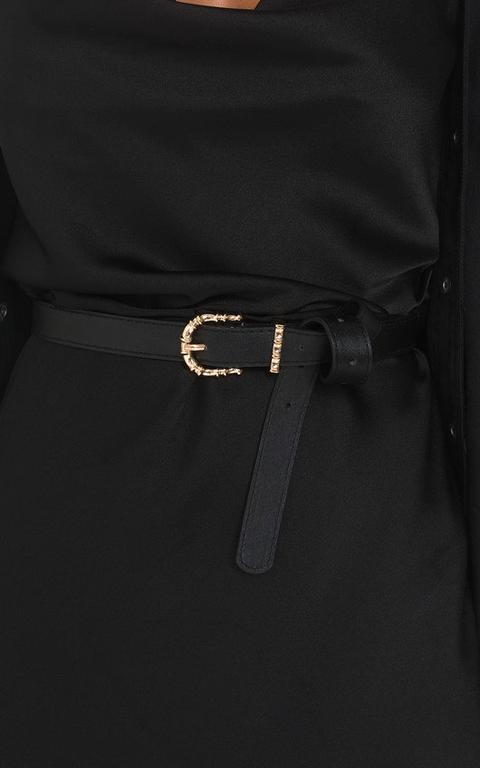 Mina Faux Leather Belt In Black