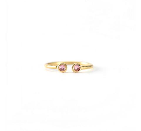 Anillo Midi Twin Swarovski Soft Pink