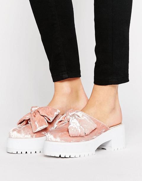 Asos - October - Sabot Con Suola Spessa E Fiocco - Rosa