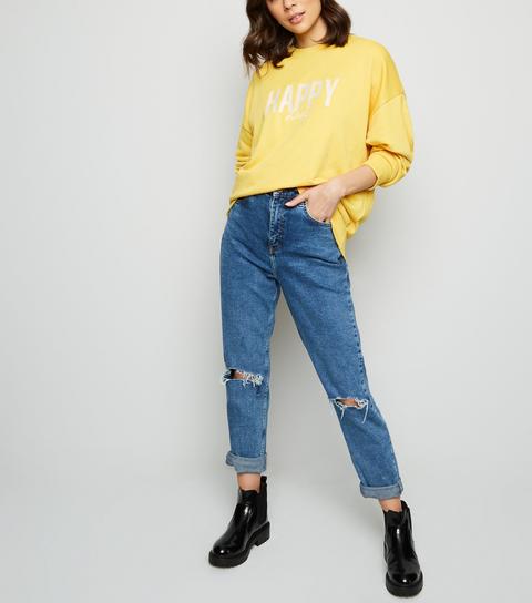 yellow happy sweatshirt