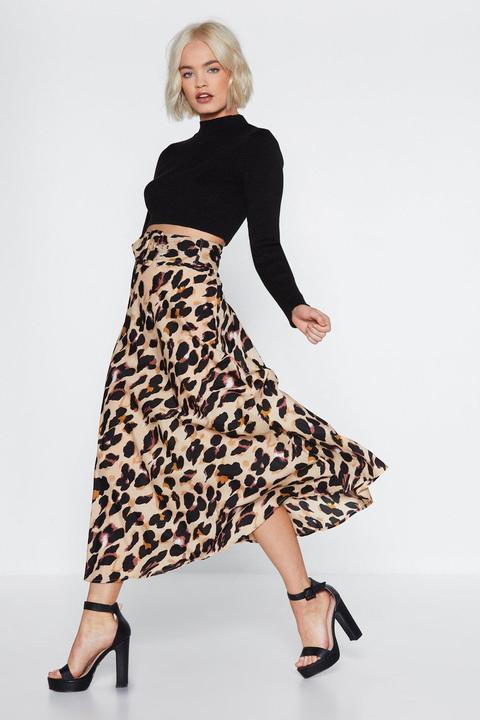 Womens So Fierce Leopard Midi Skirt