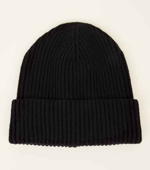 Black Ribbed Beanie Hat New Look