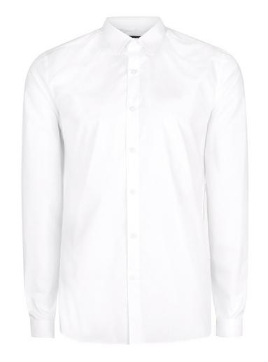 Mens White Smart Long Sleeve Shirt, White