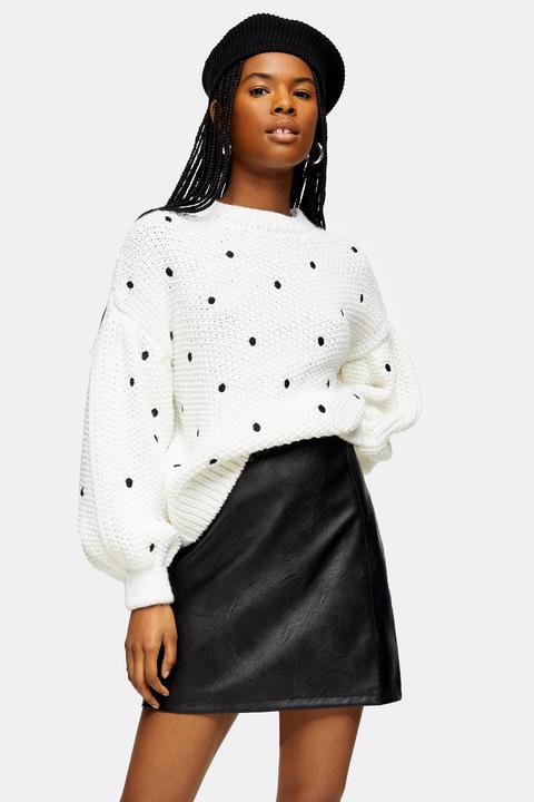 Womens Ivory Spot Embroidered Jumper - Ivory, Ivory