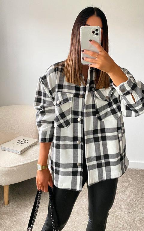 Nicole Checked Over Shirt In Black/white