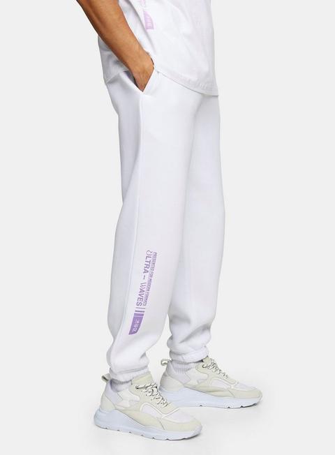 White Ultra Waves Print Joggers