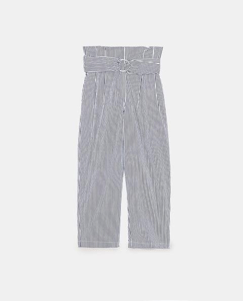 Pantaloni A Righe Paperbag
