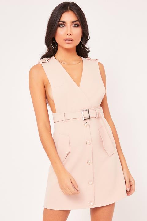 Ellie Nude Button Detail Dress