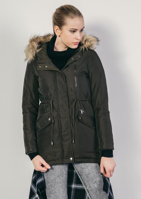 Parka With Faux Fur Collar