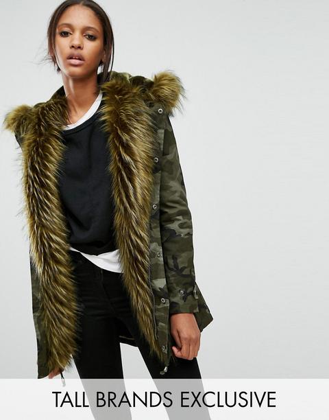 Chaqueta De Camuflaje Con Forro De Pelo Sintético De Glamorous Tall