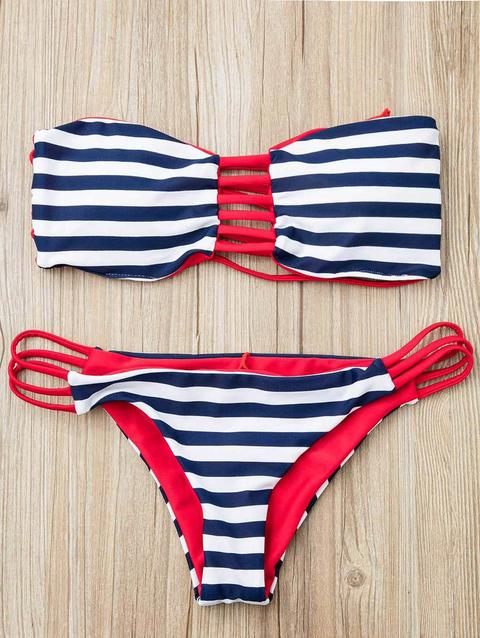 Stripes Bandeau Bikini Set