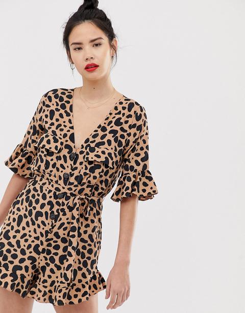 frill sleeve playsuit