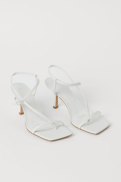 Sandalias Con Puntera Cuadrada - Blanco