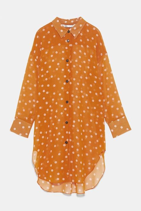 Camicia Con Stampa A Pois From Zara On 21 Buttons