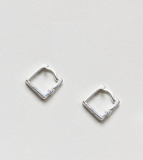 Pendientes Pequeños De Aro Cuadrado De Plata De Ley De Asos