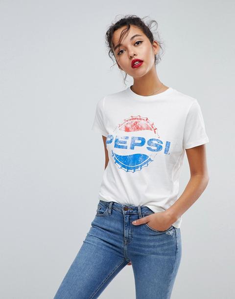 Asos - T-shirt Con Stampa Pepsi Rétro - Crema