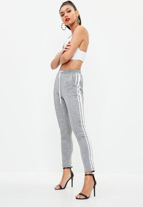 Grey Double Side Stripe Joggers, Grey