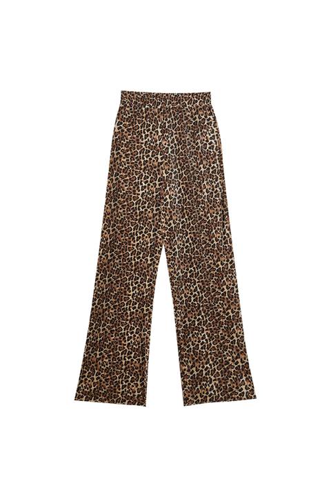 Pantalón Plisado Estampado Leopardo