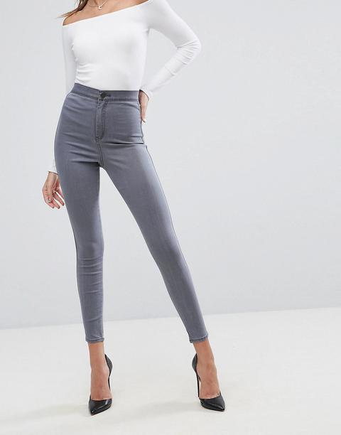 Asos Design Rivington High Waisted Jeggings In Smokey Grey Wash