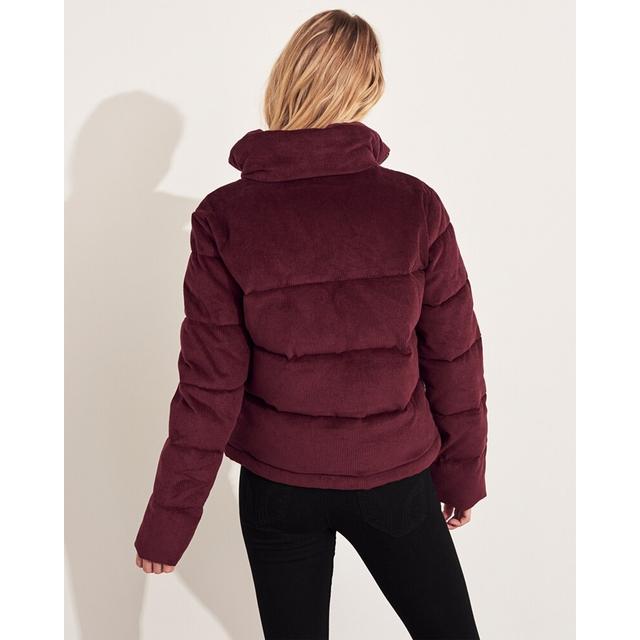 hollister mockneck puffer jacket red