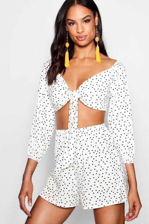 Coordinato Con Pantaloncini A Pois Allacciati Sul Davanti Tall