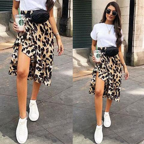 Gonna Kenny A Vita Alta Animalier Leopardo