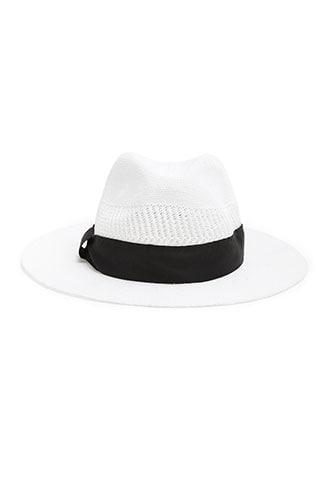 Forever 21 Contrast Trim Fedora , White/black