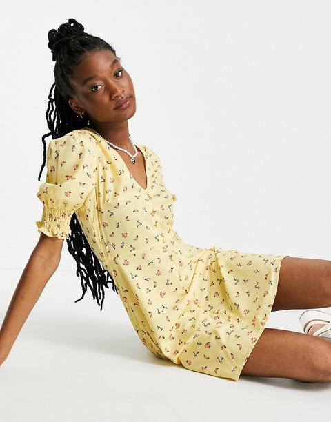 Influence Tea Dress In Yellow Floral-multi