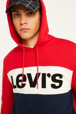 Levi's Red Colour Block Hoodie - Mens L