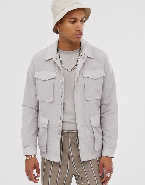Asos Design Lightweight Utility Jacket-stone
