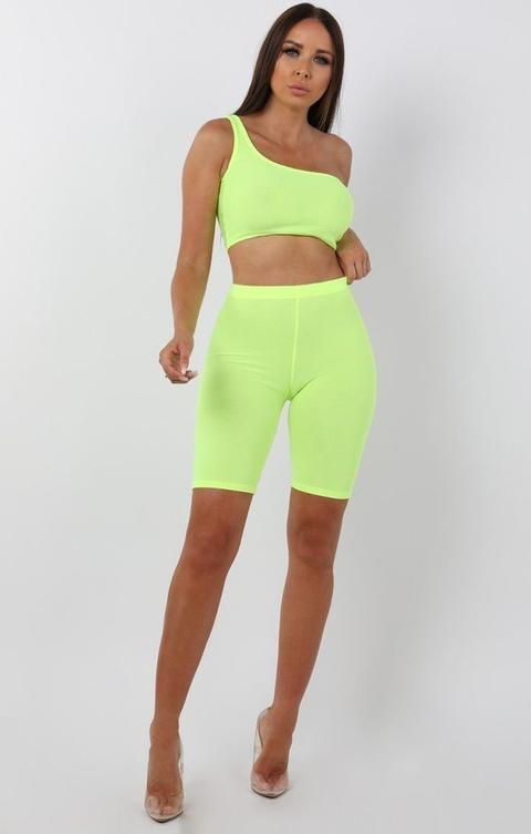 neon yellow one shoulder top