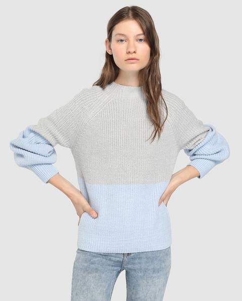 Easy Wear - Jersey De Mujer Color Block Con Manga Globo
