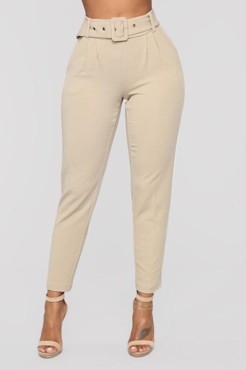 Talia Belted Pants - Taupe