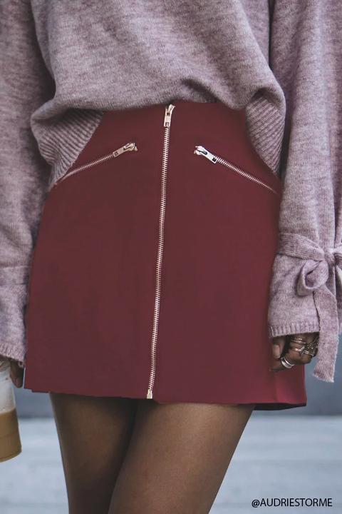 Zip-front Mini Skirt