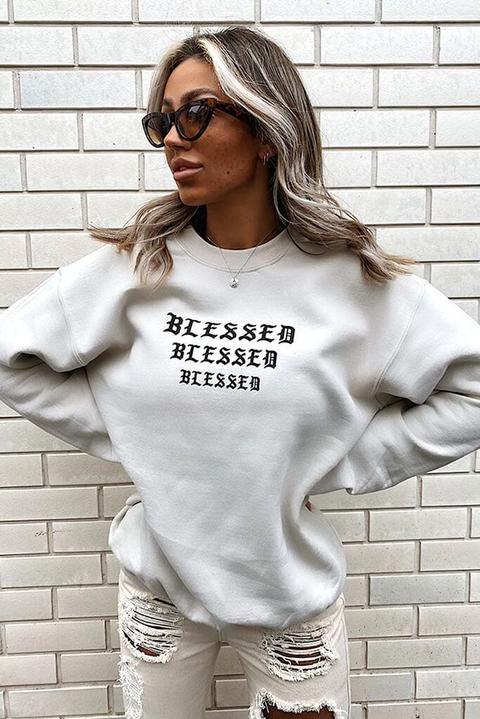 Sand Blessed Oversized Crew Neck Sweatshirt , Brown