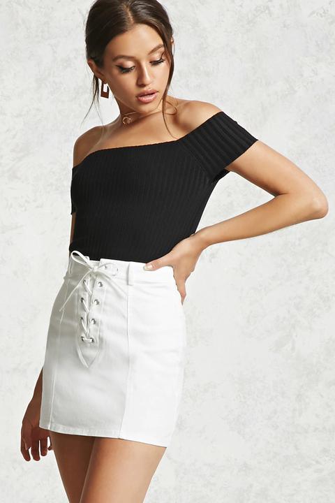 Lace-up Denim Mini Skirt