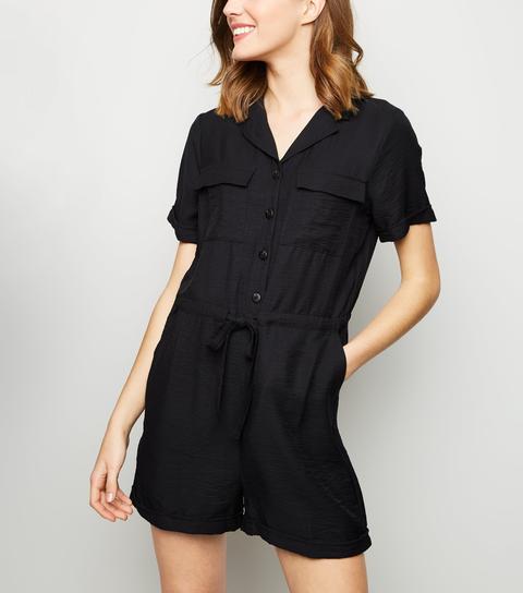 black utility playsuit