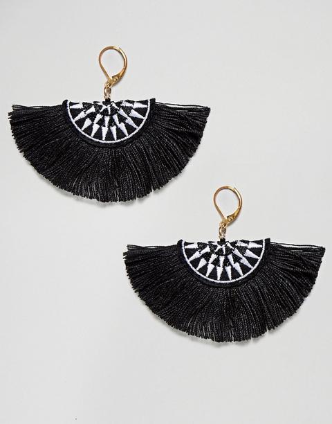 Ashiana - Orecchini A Ventaglio Con Nappe - Nero