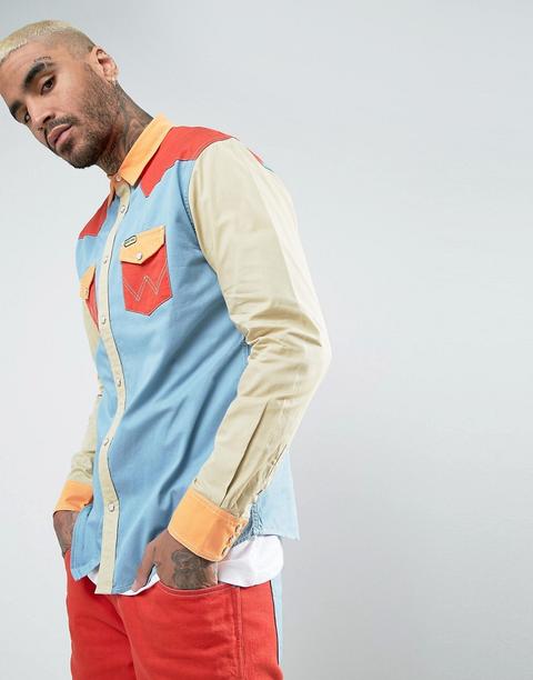 Camisa Western Colour Block Peter Max De Wrangler