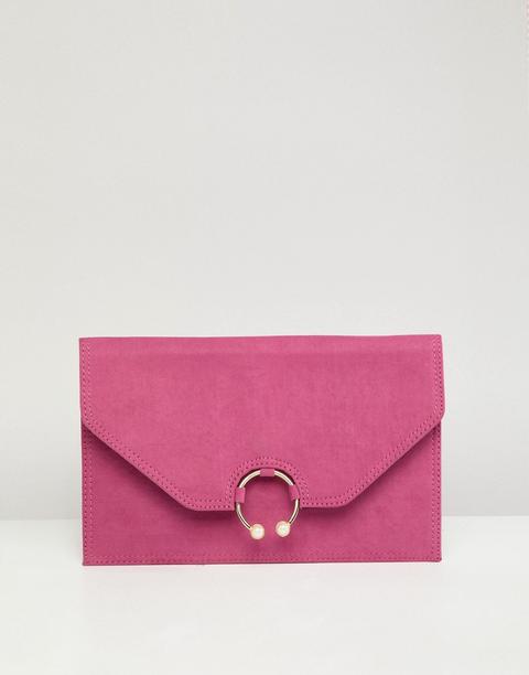 Asos Design - Pochette Con Anello E Perle - Rosa