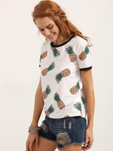 Short Sleeve Fruit Print Tshirt