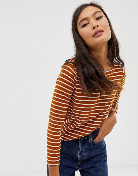 Asos Design Slouchy Long Sleeve T-shirt In Stripe - Multi
