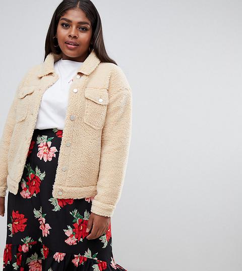 Missguided Plus Veste Imitation Peau De Mouton Duveteuse Nude Creme From Asos On 21 Buttons