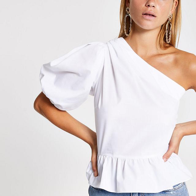 river island white peplum top