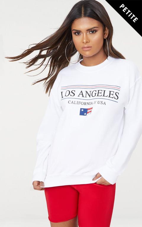 Petite White Los Angeles Slogan Sweater